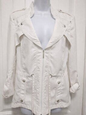 White House Black Market Ivory Lightweight Utility Jacket